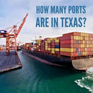 shipping ports in texas with loading container ship at berth equipped with container crane
