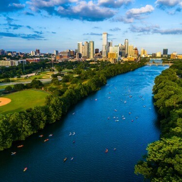 Freight Shipping from Arizona to Texas - Aerial View of Lady Bird Lake in Austin, Texas