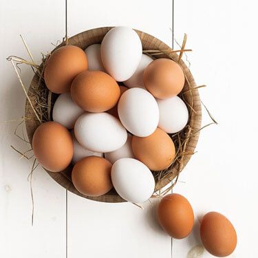 basket of multi colored eggs