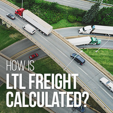 LTL freight classes for an aerial view of five vehicles on a highway overpass