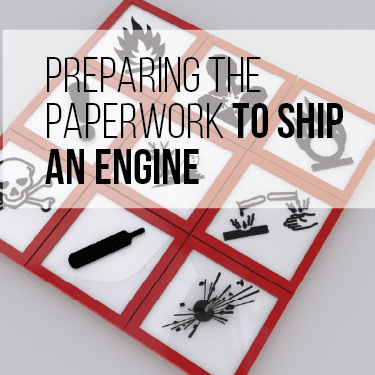 preparing the paperwork to ship an engine